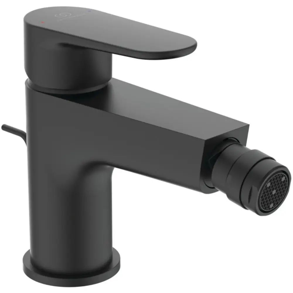 Bidetarmatur in Schwarz von Ideal Standard mit einem seitlichen Hebel zur Bedienung. Elegantes Design mit einer klaren, geraden Form.